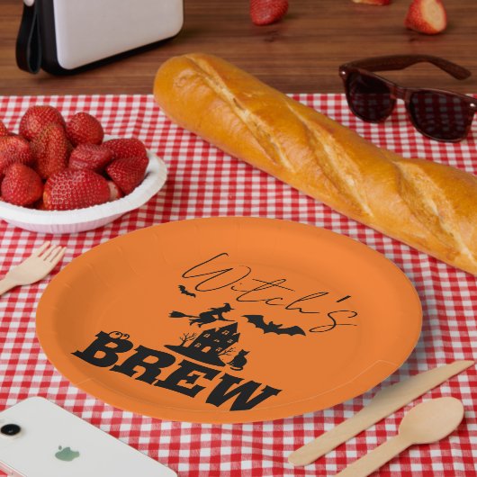 Spooky Haunted House & Witch Silhouette | Papieren Bordje (Picknick)