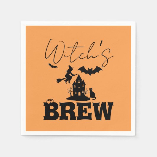 Spooky Haunted House & Witch Silhouette | Servet (Voorkant)