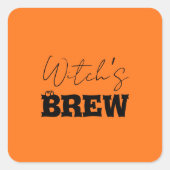 Spooky Haunted House & Witch Silhouette | Vierkante Sticker (Voorkant)