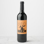 Spooky Haunted House & Witch Silhouette | Wijn Etiket (Voorkant)