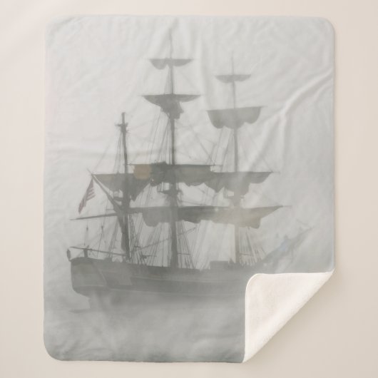 Spooky Haunted Pirate Ship Grey Sherpa Deken (Voorkant)