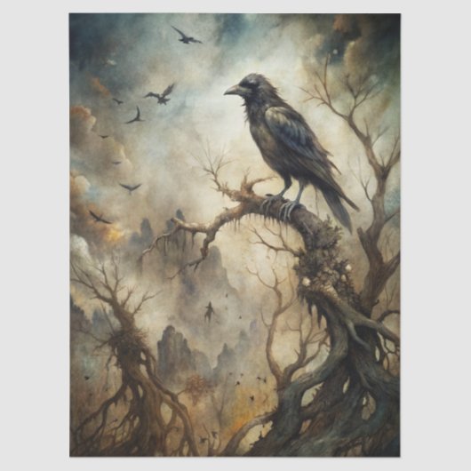 Spooky Haunting Fantasy Gothic Raven  Tissuepapier (Voorkant)
