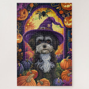 Spooky Havanese hond Halloween heks en pompoen Legpuzzel