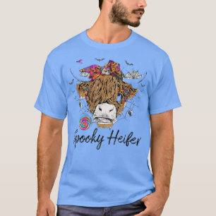 Spooky Heifer Messy Bun Koe Lover Funny Happy Hall T-shirt