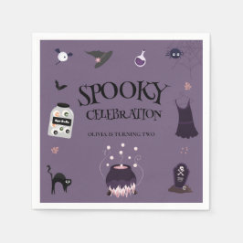 Spooky heks Halloween Verjaardagsfeestuitnodiging Servet
