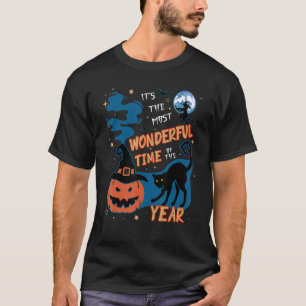 Spooky heks Pet pompoen en zwarte kat halloween T-shirt
