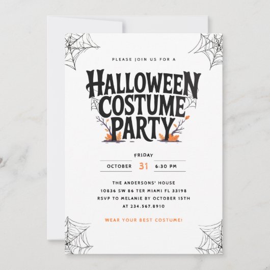 Spooky Herfst Halloween Kostuumfeest Kaart (Voorkant)