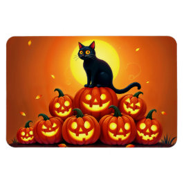Spooky herfstnacht met gloeiende pompoenen magneet
