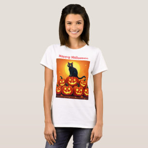 Spooky herfstnacht met gloeiende pompoenen t-shirt