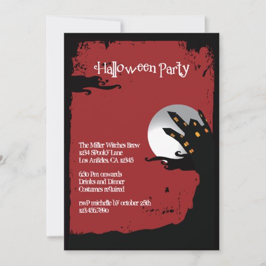 Spooky Hill Halloween Party Invitation Kaart (Voorkant)