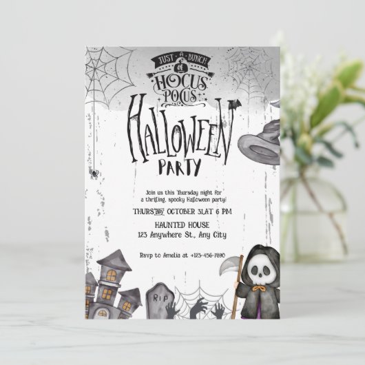 Spooky Hocus Pocus Halloween Witch Party Kaart (Staand voorkant)