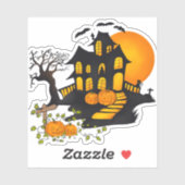 Spooky House en pomkins halloween Sticker (Vel)