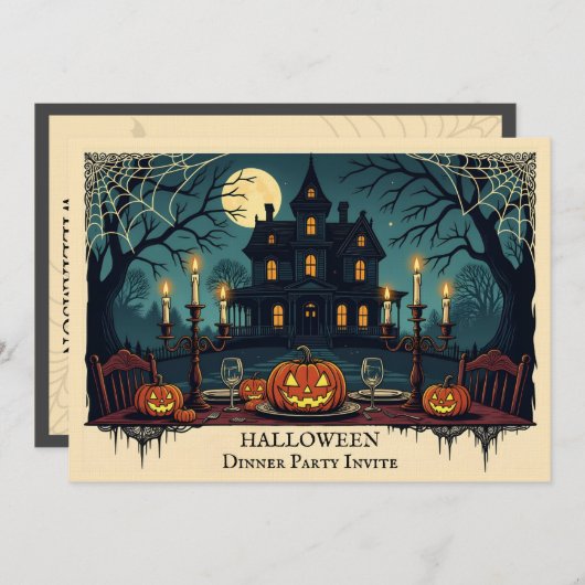 Spooky House Halloween Dinner Party Invitation (Devant / Derrière)