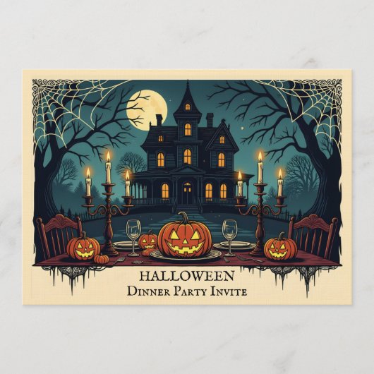 Spooky House Halloween Dinner Party Invitation (Devant)