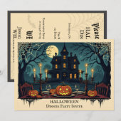 Spooky House Halloween Dinner Party Invitation Kaart (Voorkant / Achterkant)
