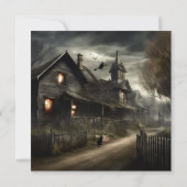 Spooky House Halloween Party Invitation Kaart (Achterkant)