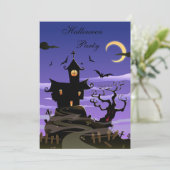 Spooky House Halloween Party Kaart (Staand voorkant)