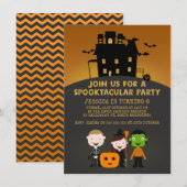 Spooky House Kinder Halloween Verjaardagsuitnodigi Kaart (Voorkant / Achterkant)