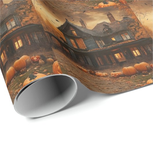 Spooky House Pompoen Halloween Collectie Cadeaupapier (Rol Hoek)