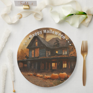 Spooky House Pompoen Halloween Collectie Papieren Bordje