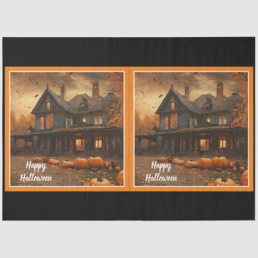 Spooky House Pompoen Halloween Collectie Tissuepapier (Voorkant)