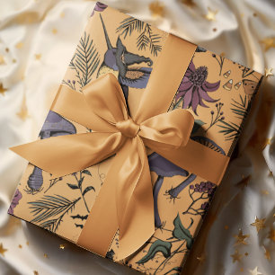 Spooky Hummingbird Garden Herfst Oker Cadeaupapier