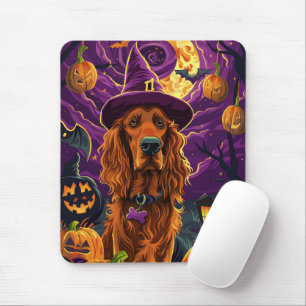 Spooky Ierse Rode Setter Halloween Witch Pumpkin Muismat