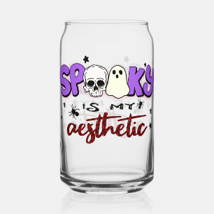 Spooky Is My Aesthetic - Halloween Schedel en Gees Blikvorm Glas