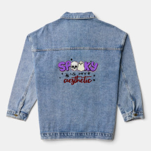 Spooky Is My Aesthetic - Halloween Schedel en Gees Denim Jacket