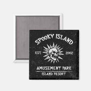 Spooky Island Est 2002 Pretpark Schedel Magneet