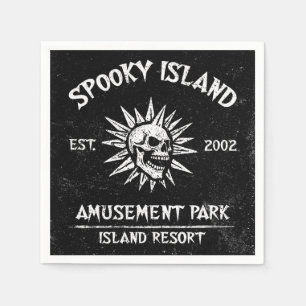 Spooky Island Est 2002 Pretpark Schedel Servet