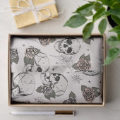 Spooky Ivory Floral Kleine Schedel Halloween Tissuepapier (Geschenk)