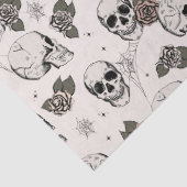 Spooky Ivory Floral Kleine Schedel Halloween Tissuepapier (Detail)