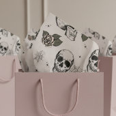 Spooky Ivory Floral Kleine Schedel Halloween Tissuepapier