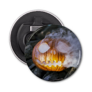 Spooky Jack-o-lantern Button Flesopener