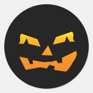 Spooky Jack O Lantern Halloween Pumpkin Face Ronde Sticker