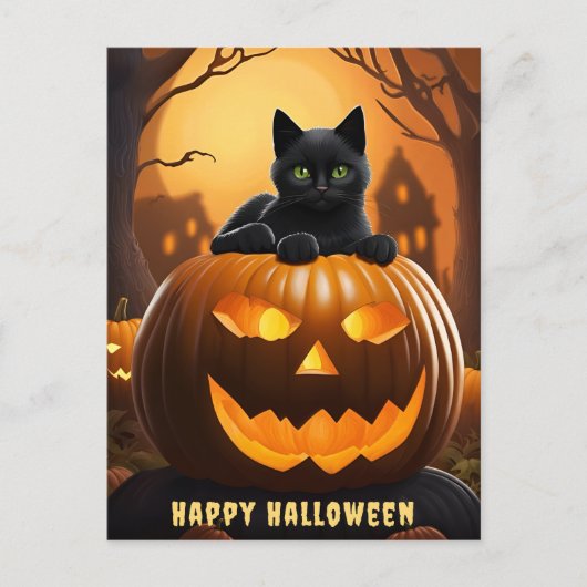 Spooky Jack-O-Lantern Happy Halloween Briefkaart (Voorkant)