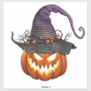 Spooky Jack-O-Lantern met heksen Pet Sticker