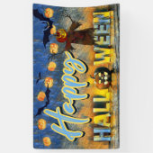Spooky Jack-o'-lantern Scarecrow Happy Halloween Spandoek (Verticaal)