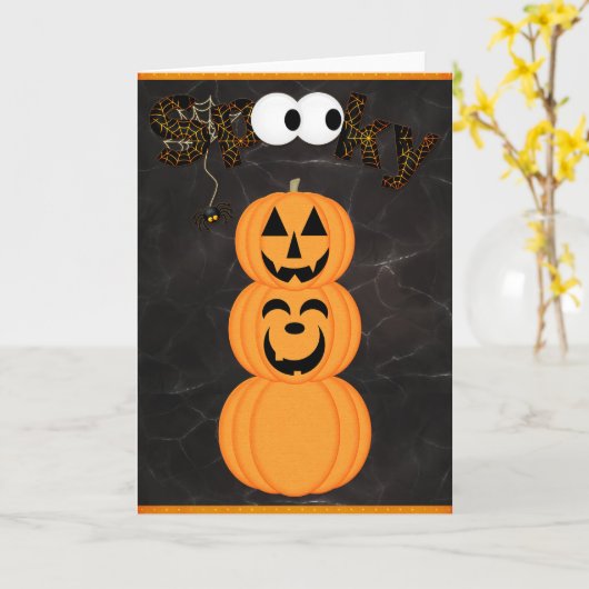 Spooky Jack-o-Lantern Tower Halloween Kaart (Gele Bloem)