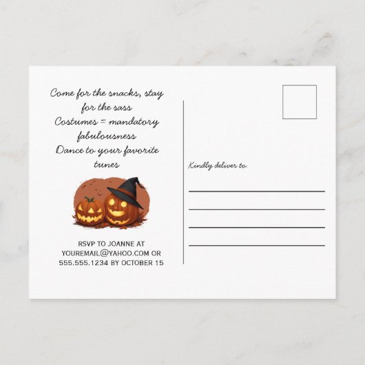 Spooky Jack O'lanterns spookachtige Halloween Part Uitnodiging Briefkaart (Achterkant)
