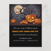 Spooky Jack O'lanterns spookachtige Halloween Part Uitnodiging Briefkaart (Voorkant)