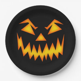 Spooky Jack'o'Lantern Face Black Halloween Papieren Bordje