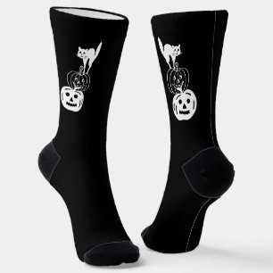 Spooky kat pompoen jack op lantaarn schattig Hallo Sokken