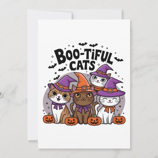 Spooky katten en pompoenen kaart (Voorkant)