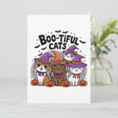 Spooky katten en pompoenen kaart (Staand voorkant)