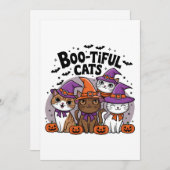 Spooky katten en pompoenen kaart (Voorkant / Achterkant)