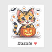 Spooky Kawaii Bengal Kitten – Chibi Style Sticker (Vel)