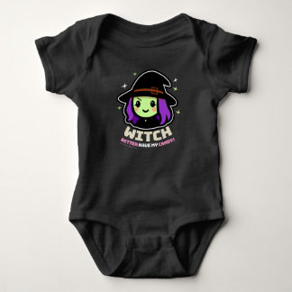 Spooky Kawaii Witch Halloween Baby Bodysuit