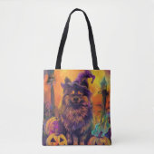 Spooky Keeshond Hond Halloween Heks en Pompoen Draagtas (Voorkant)